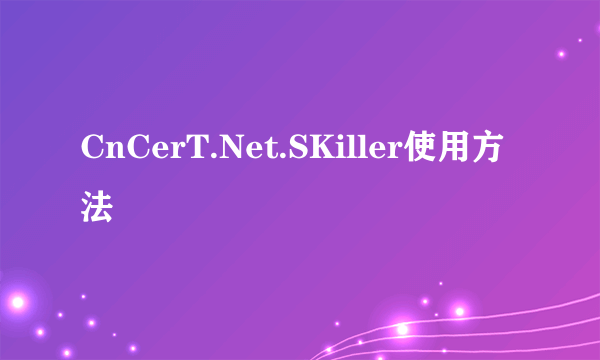 CnCerT.Net.SKiller使用方法