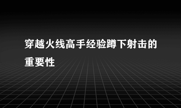 穿越火线高手经验蹲下射击的重要性