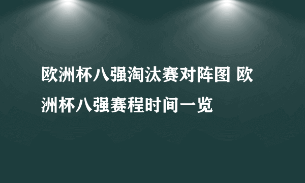 欧洲杯八强淘汰赛对阵图 欧洲杯八强赛程时间一览