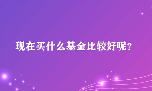 现在买什么基金比较好呢？