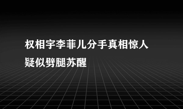 权相宇李菲儿分手真相惊人 疑似劈腿苏醒