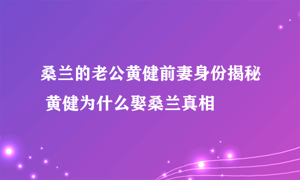 桑兰的老公黄健前妻身份揭秘 黄健为什么娶桑兰真相