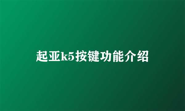 起亚k5按键功能介绍