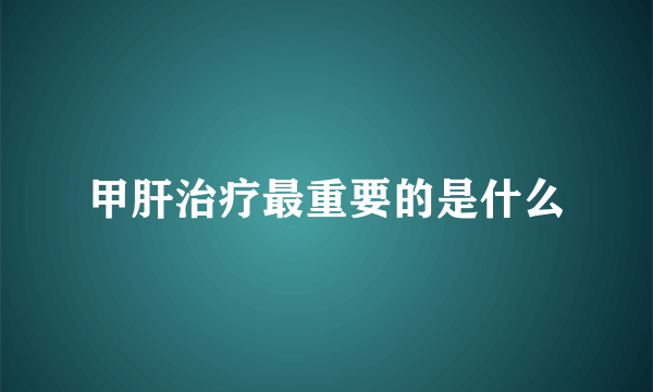 甲肝治疗最重要的是什么