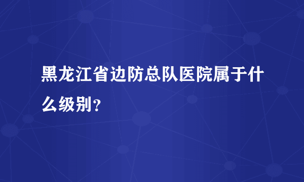 黑龙江省边防总队医院属于什么级别？