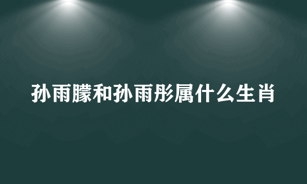 孙雨朦和孙雨彤属什么生肖