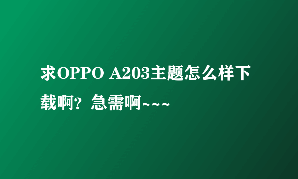 求OPPO A203主题怎么样下载啊？急需啊~~~