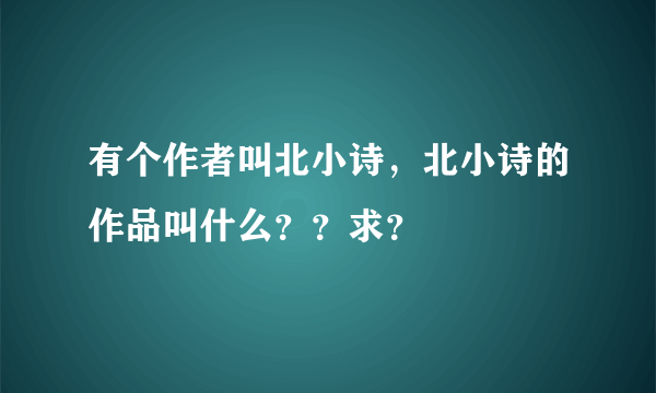 有个作者叫北小诗，北小诗的作品叫什么？？求？