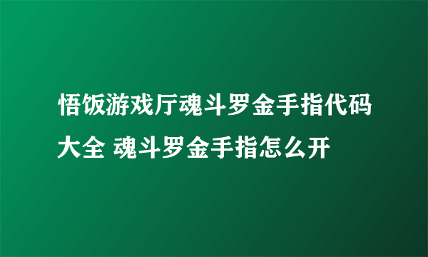 悟饭游戏厅魂斗罗金手指代码大全 魂斗罗金手指怎么开