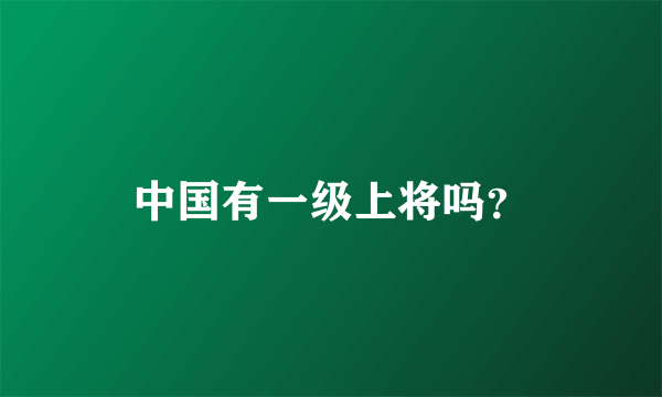 中国有一级上将吗？