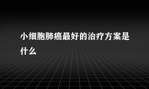 小细胞肺癌最好的治疗方案是什么