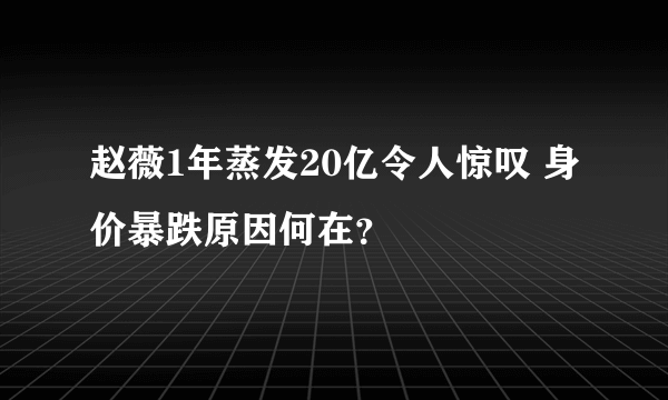 赵薇1年蒸发20亿令人惊叹 身价暴跌原因何在？