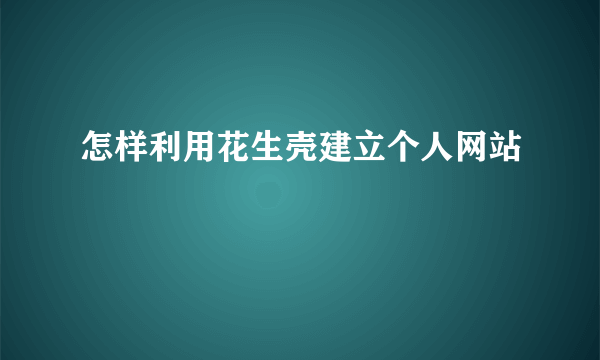 怎样利用花生壳建立个人网站