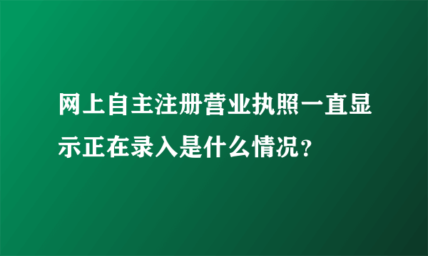 网上自主注册营业执照一直显示正在录入是什么情况？