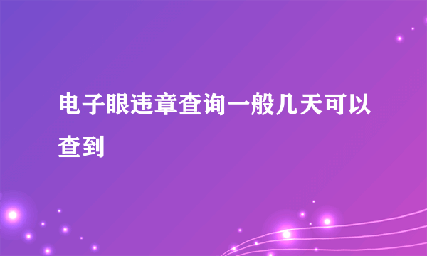 电子眼违章查询一般几天可以查到