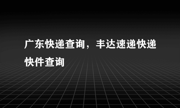 广东快递查询，丰达速递快递快件查询