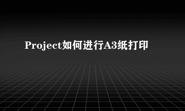 Project如何进行A3纸打印