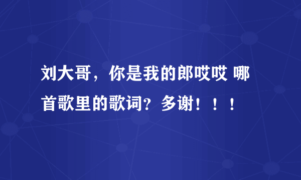 刘大哥，你是我的郎哎哎 哪首歌里的歌词？多谢！！！