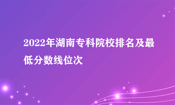 2022年湖南专科院校排名及最低分数线位次