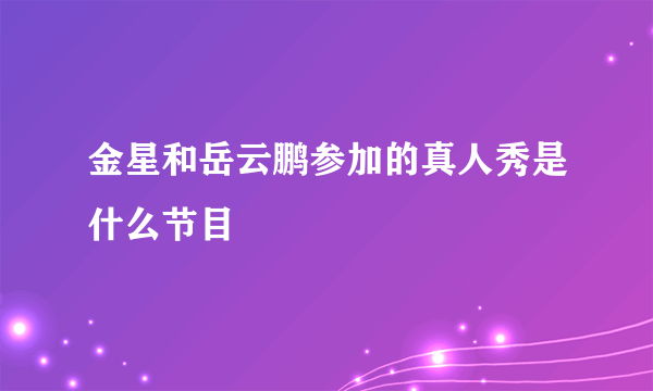 金星和岳云鹏参加的真人秀是什么节目