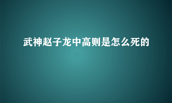 武神赵子龙中高则是怎么死的