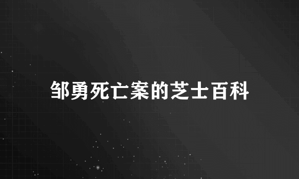 邹勇死亡案的芝士百科