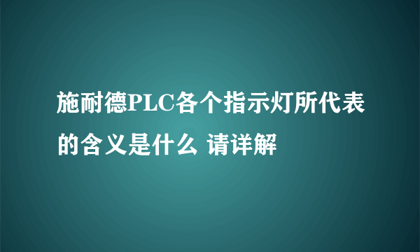 施耐德PLC各个指示灯所代表的含义是什么 请详解