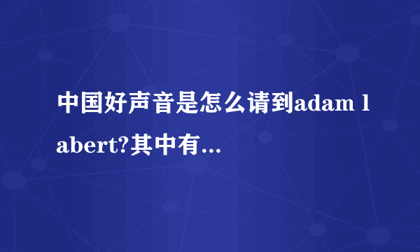 中国好声音是怎么请到adam labert?其中有什么故事吗？我很好奇