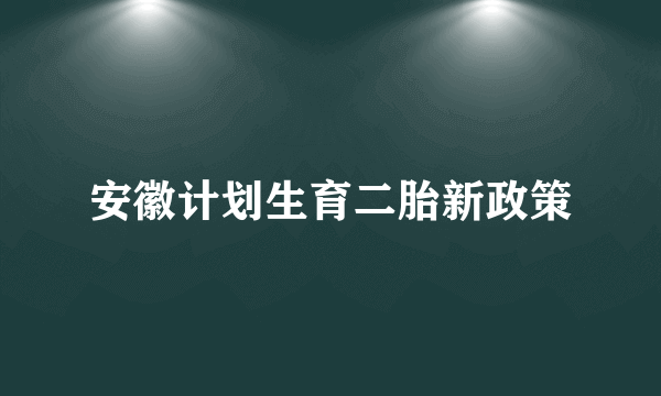 安徽计划生育二胎新政策