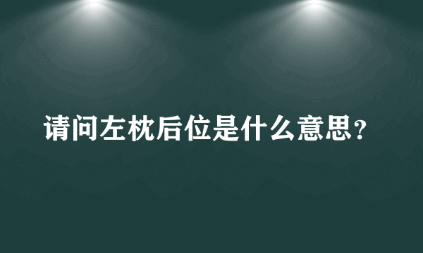 请问左枕后位是什么意思？