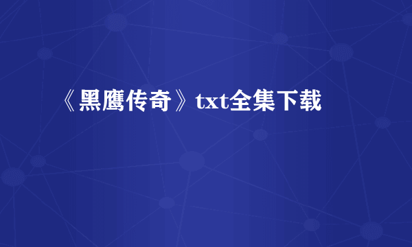 《黑鹰传奇》txt全集下载