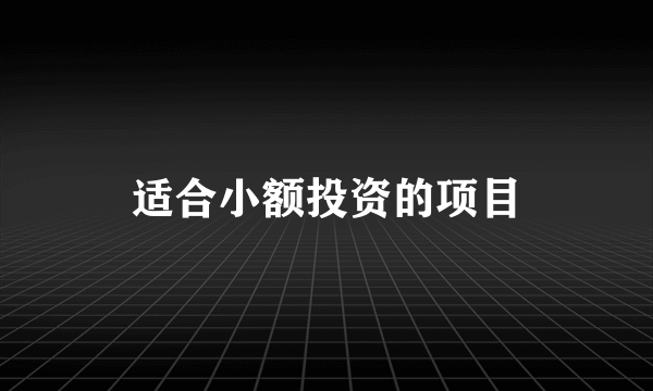 适合小额投资的项目