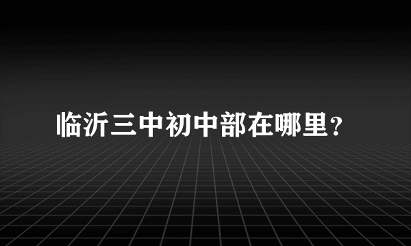 临沂三中初中部在哪里？