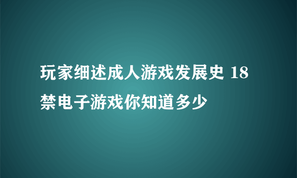 玩家细述成人游戏发展史 18禁电子游戏你知道多少