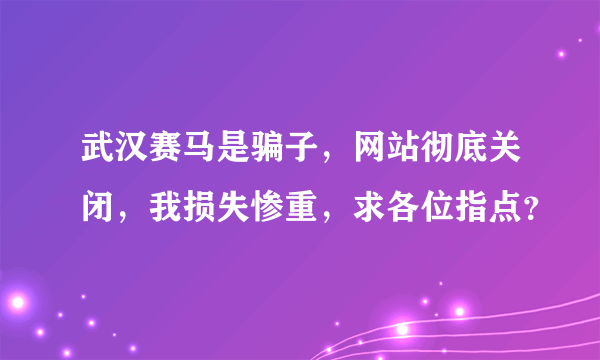 武汉赛马是骗子，网站彻底关闭，我损失惨重，求各位指点？