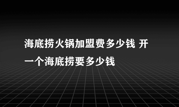 海底捞火锅加盟费多少钱 开一个海底捞要多少钱