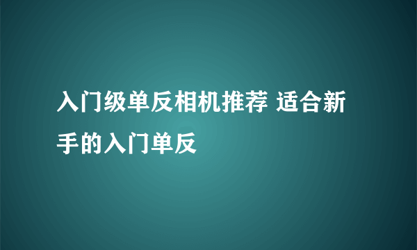 入门级单反相机推荐 适合新手的入门单反