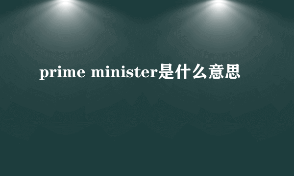 prime minister是什么意思