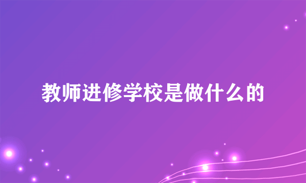 教师进修学校是做什么的