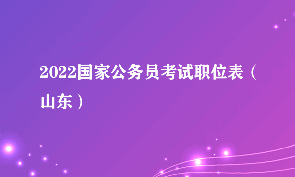 2022国家公务员考试职位表（山东）