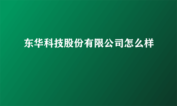 东华科技股份有限公司怎么样