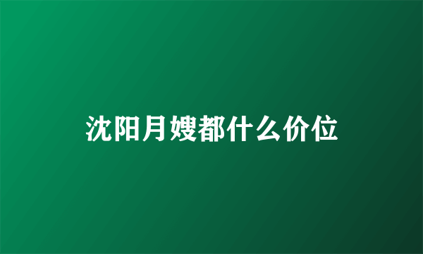 沈阳月嫂都什么价位