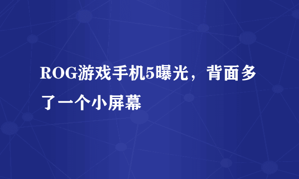 ROG游戏手机5曝光，背面多了一个小屏幕