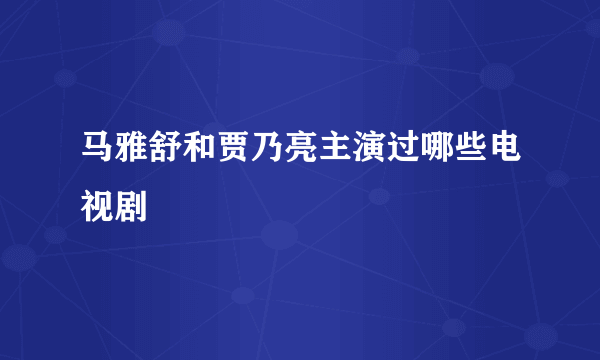 马雅舒和贾乃亮主演过哪些电视剧