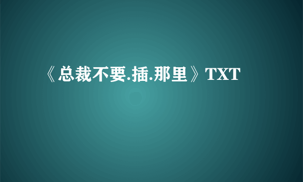 《总裁不要.插.那里》TXT