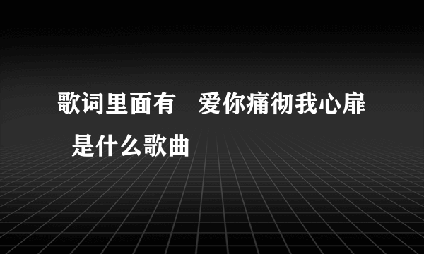 歌词里面有   爱你痛彻我心扉   是什么歌曲