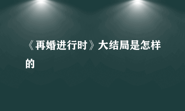 《再婚进行时》大结局是怎样的