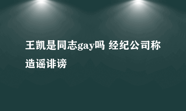 王凯是同志gay吗 经纪公司称造谣诽谤