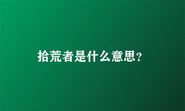 拾荒者是什么意思？