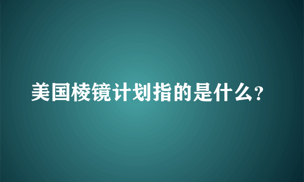 美国棱镜计划指的是什么？